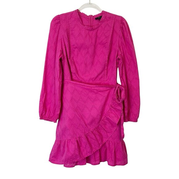 J. Crew Dresses & Skirts - J. Crew Puff Sleeve Wrap Dress Women’s Size Large Pink